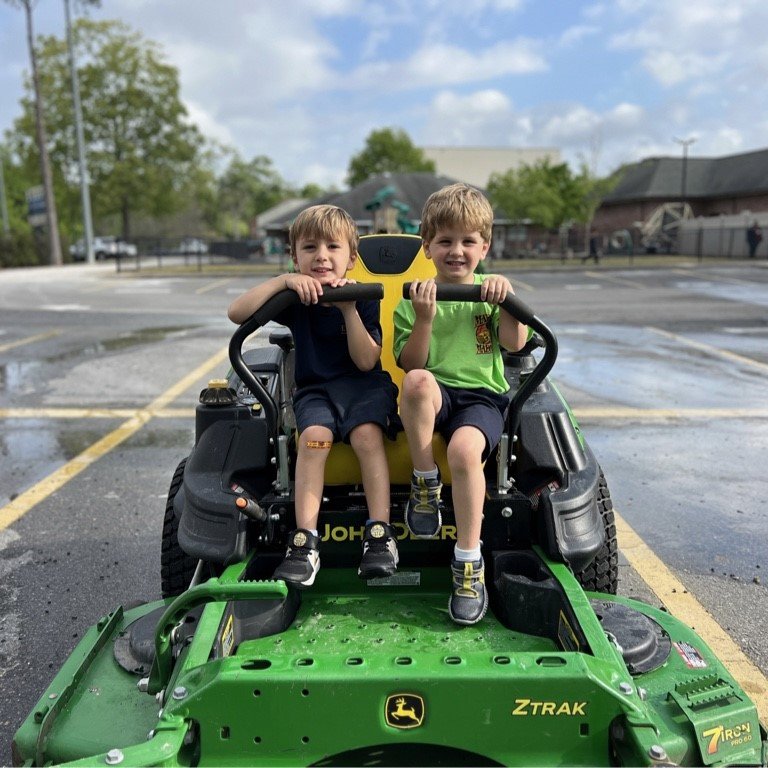 Lower School students on tractor