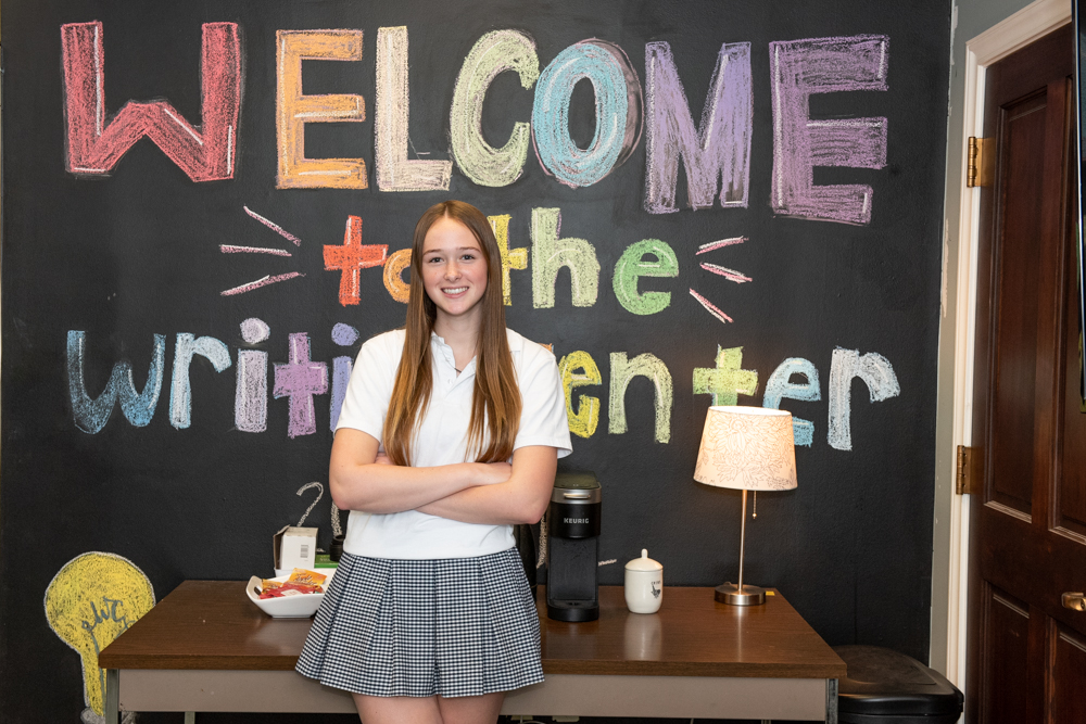 Avery Kyle in the Writing Center
