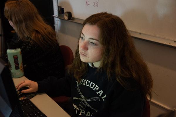 Yearbook staff at work